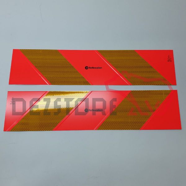 Set placa reflectorizanta camion (hasurata | aluminiu | omologata ECE | 565X130X1 mm)